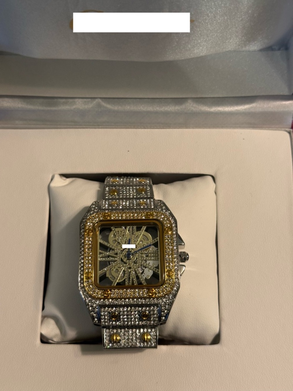 Diamond-Style Two-Tone Skeleton Watch